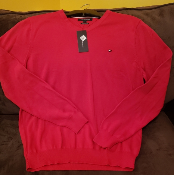 Tommy Hilfiger Red Vneck Sweater - Picture 3 of 3